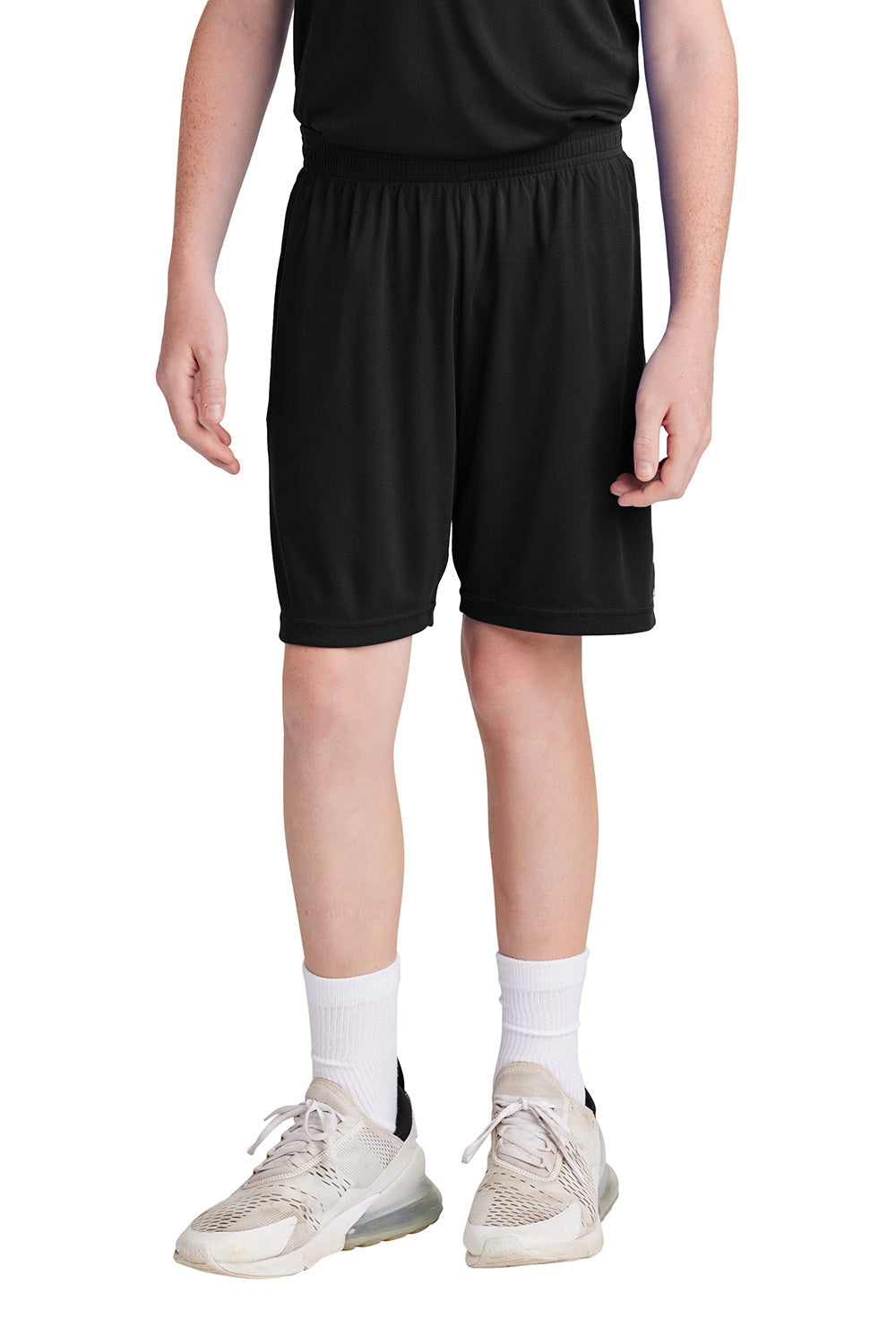 Sport-Tek YST103 Youth Competitor United Athletic Shorts Black/White Model Front