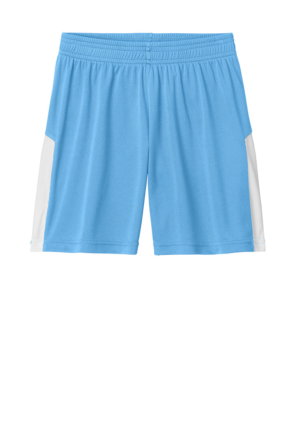 Sport-Tek YST103 Youth Competitor United Athletic Shorts Carolina Blue/White Flat Front