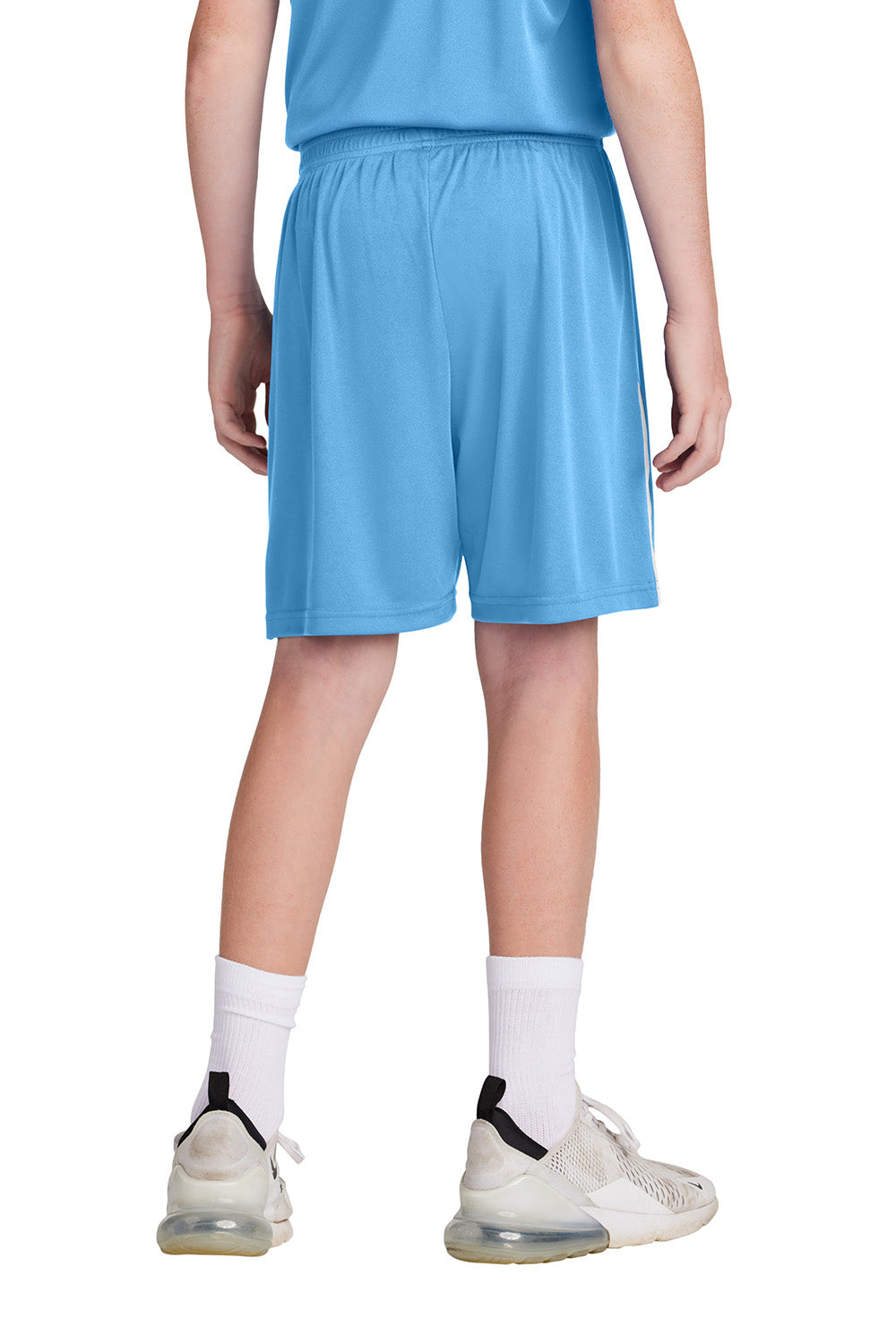 Sport-Tek YST103 Youth Competitor United Athletic Shorts Carolina Blue/White Model Back