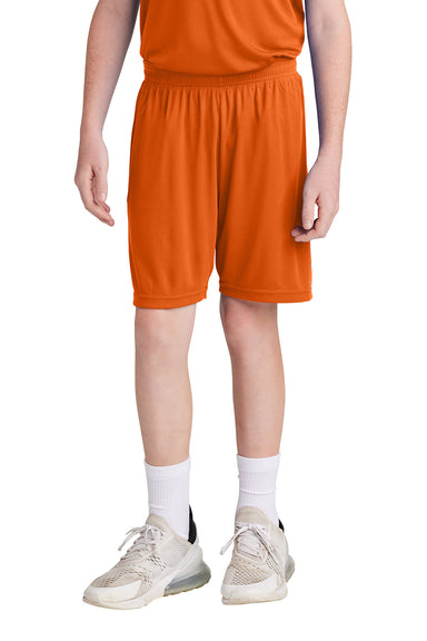 Sport-Tek YST103 Youth Competitor United Athletic Shorts Deep Orange/White Model Front