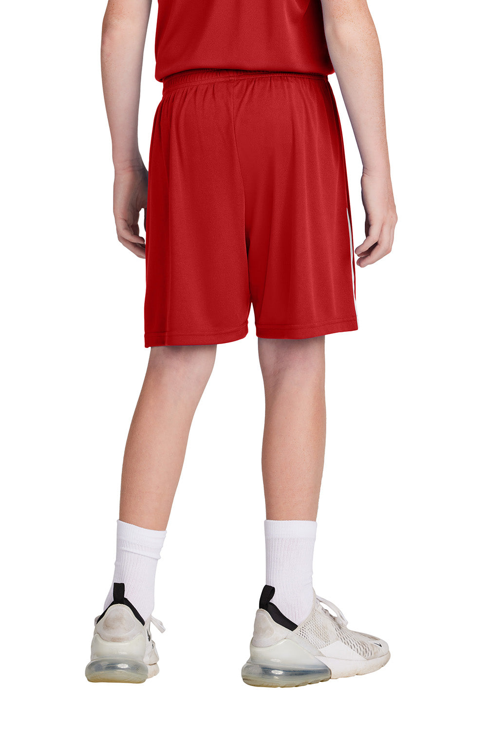 Sport-Tek YST103 Youth Competitor United Athletic Shorts Deep Red/White Model Back