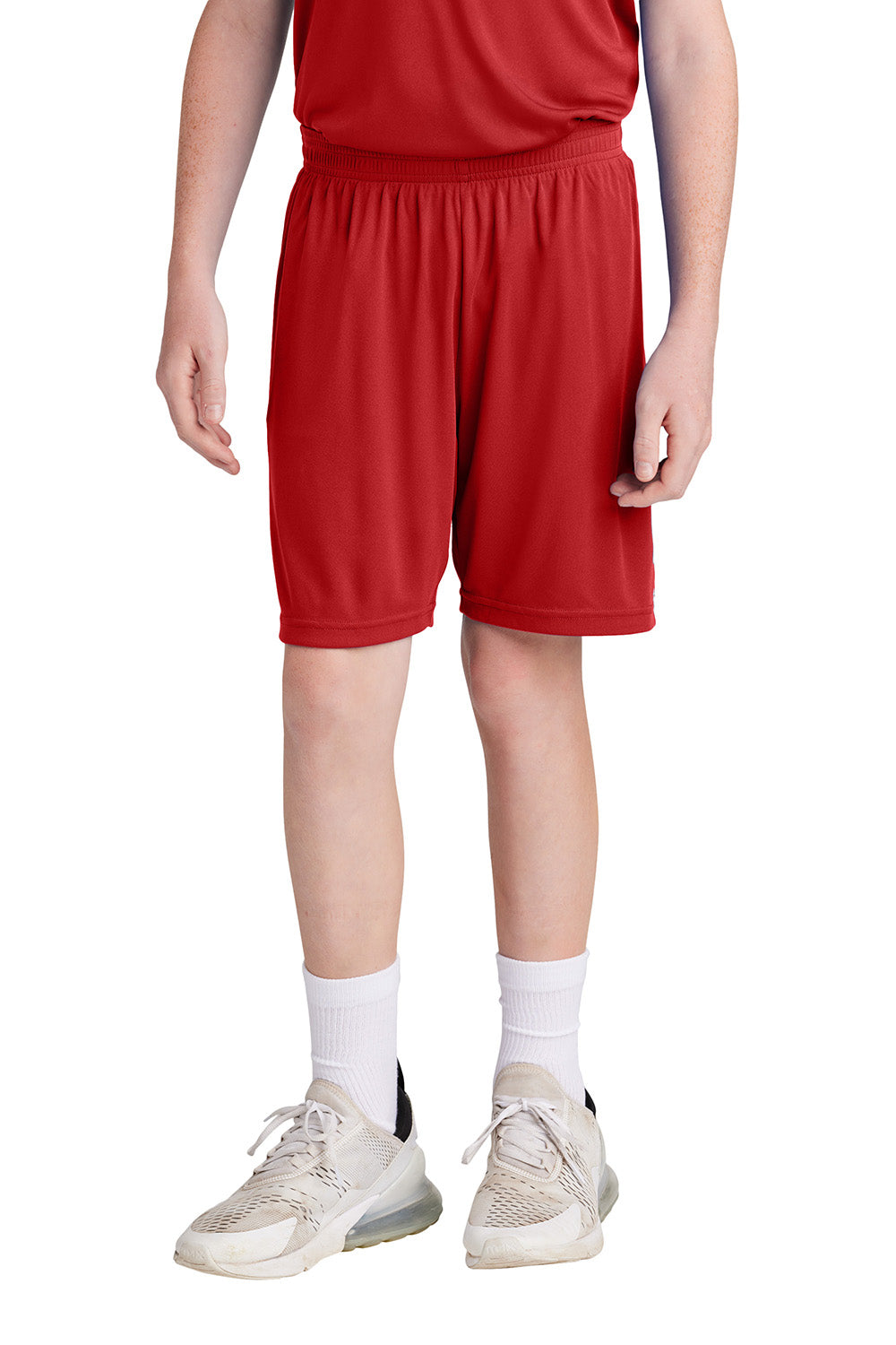 Sport-Tek YST103 Youth Competitor United Athletic Shorts Deep Red/White Model Front