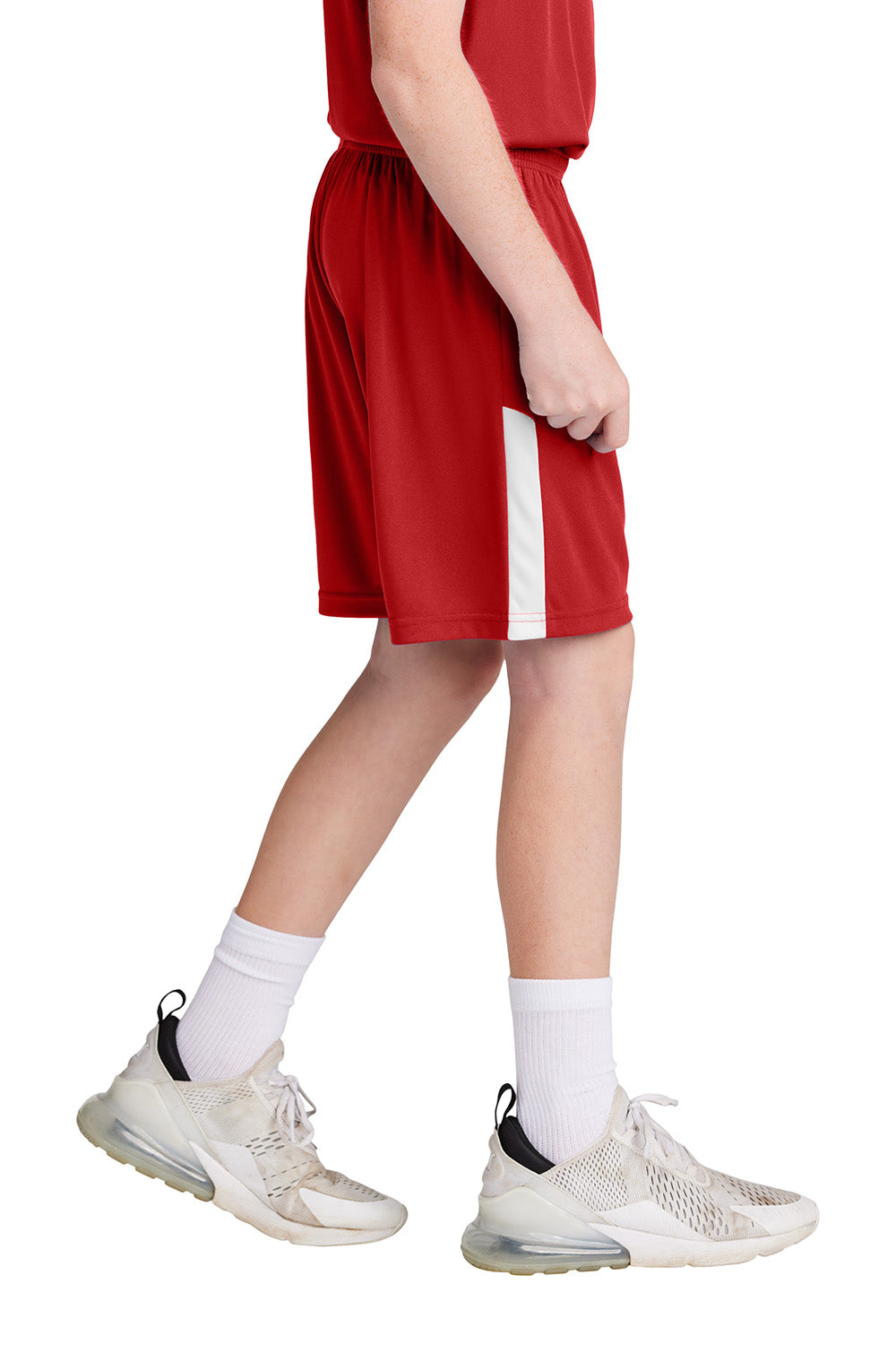 Sport-Tek YST103 Youth Competitor United Athletic Shorts Deep Red/White Model Side