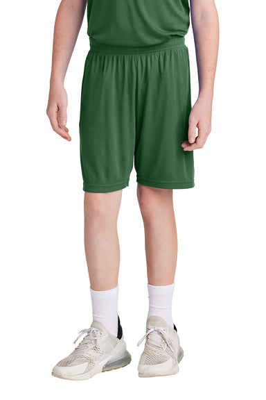 Sport-Tek YST103 Youth Competitor United Athletic Shorts Forest Green/White Model Front