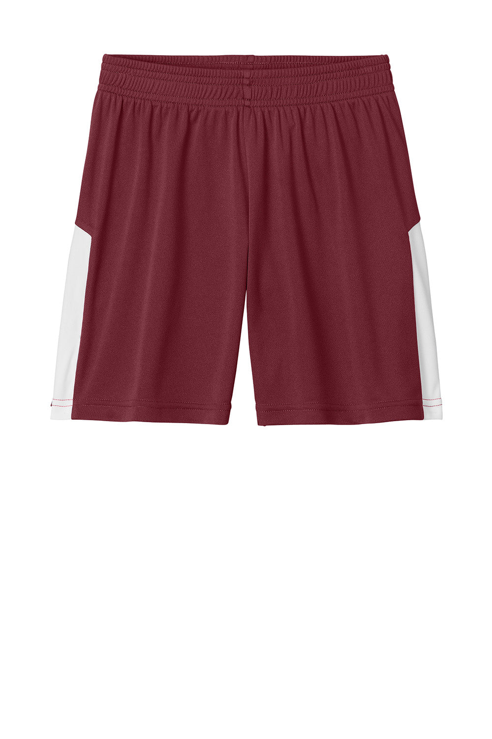 Sport-Tek YST103 Youth Competitor United Athletic Shorts Maroon/White Flat Front