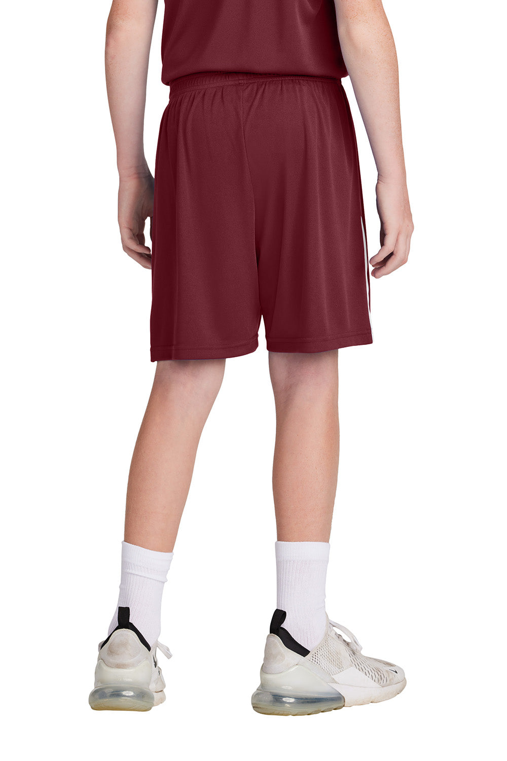 Sport-Tek YST103 Youth Competitor United Athletic Shorts Maroon/White Model Back