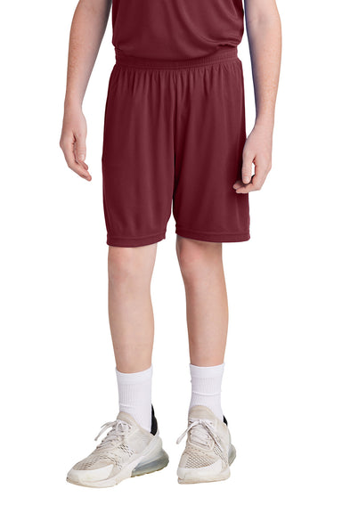 Sport-Tek YST103 Youth Competitor United Athletic Shorts Maroon/White Model Front