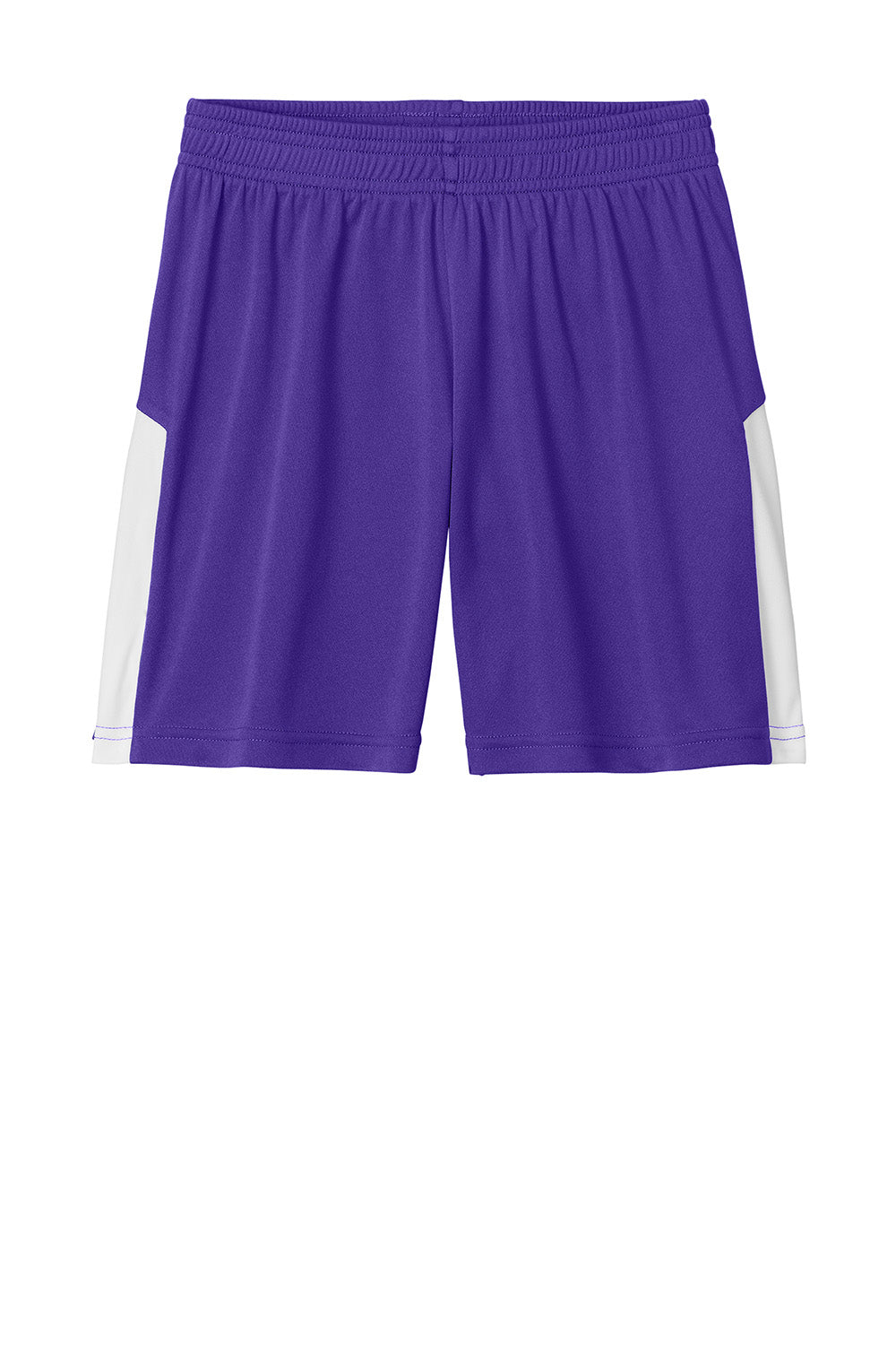 Sport-Tek YST103 Youth Competitor United Athletic Shorts Purple/White Flat Front