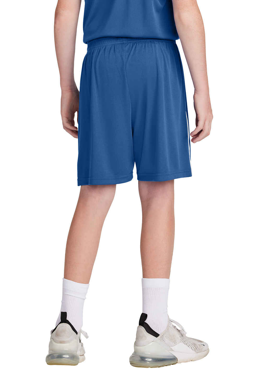 Sport-Tek YST103 Youth Competitor United Athletic Shorts Royal Blue/White Model Back