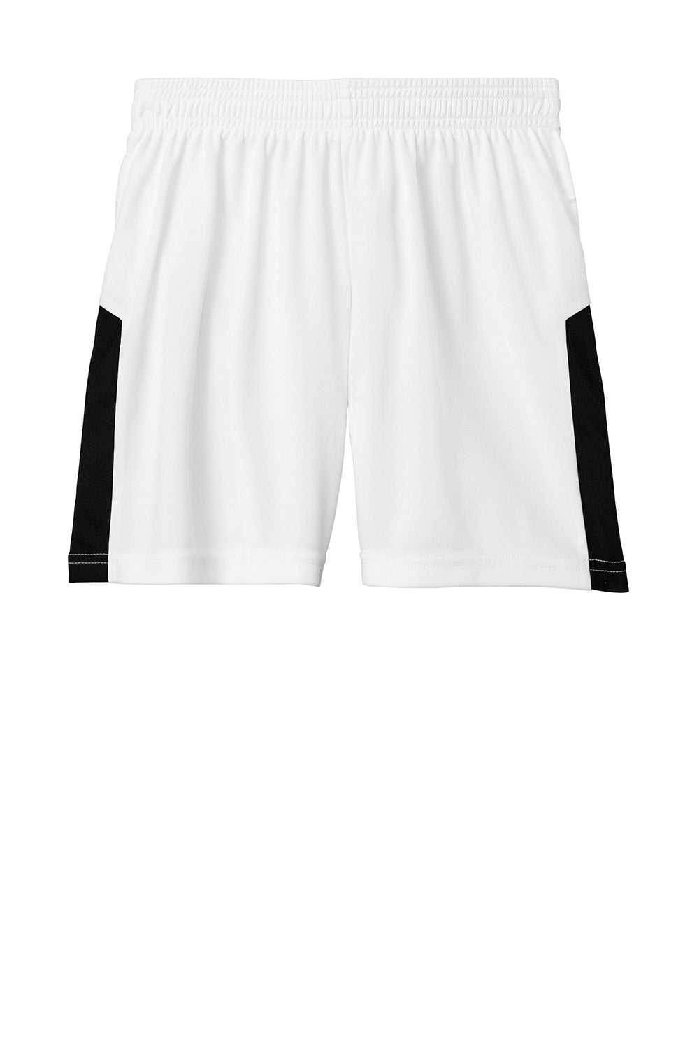 Sport-Tek YST103 Youth Competitor United Athletic Shorts White/Black Flat Front