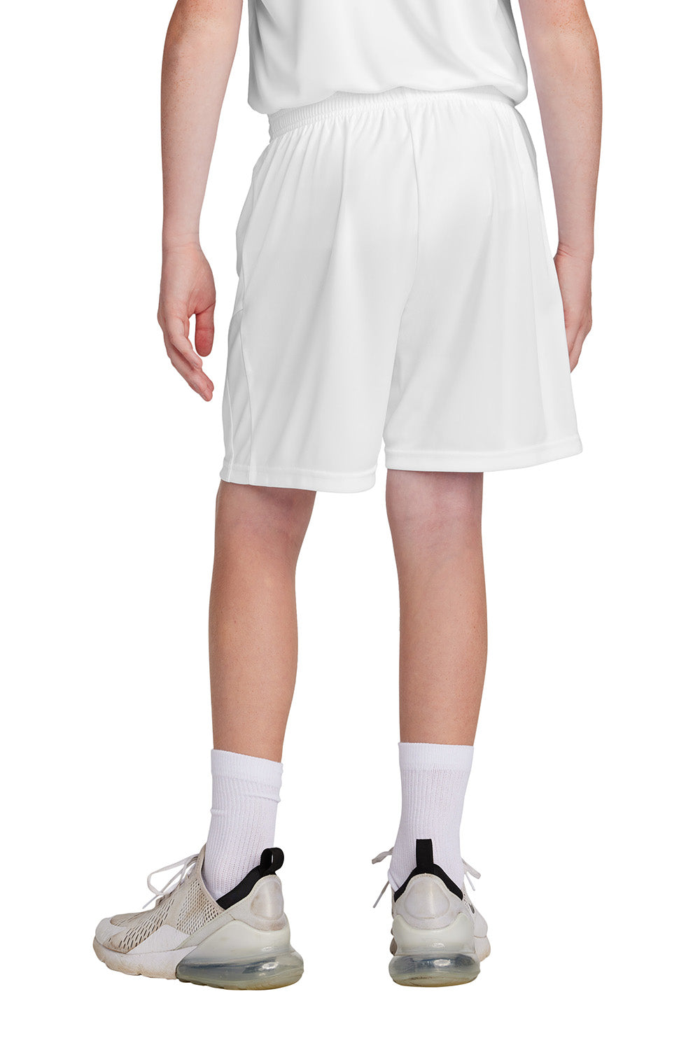 Sport-Tek YST103 Youth Competitor United Athletic Shorts White Model Back