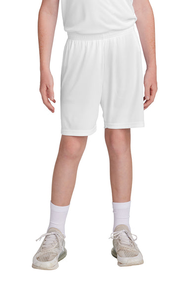 Sport-Tek YST103 Youth Competitor United Athletic Shorts White Model Front