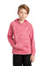 Sport-Tek YST225 Youth Electric Heather Moisture Wicking Fleece Hooded Sweatshirt Hoodie Power Pink Electric Model Front