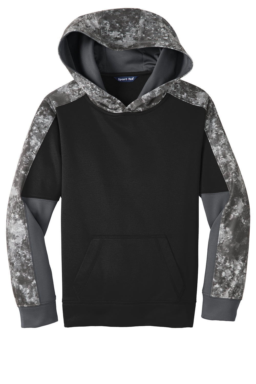 Sport-Tek YST231 Youth Sport-Wick Mineral Freeze Moisture Wicking Fleece Hooded Sweatshirt Hoodie Black Flat Front