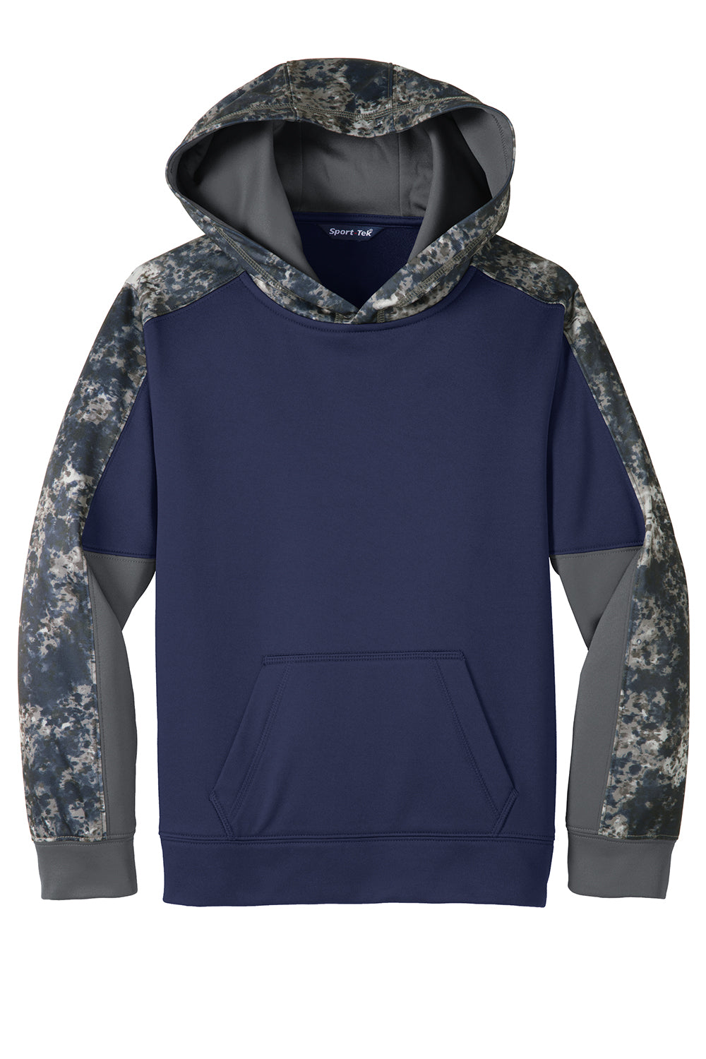 Sport-Tek YST231 Youth Sport-Wick Mineral Freeze Moisture Wicking Fleece Hooded Sweatshirt Hoodie True Navy Blue Flat Front