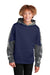 Sport-Tek YST231 Youth Sport-Wick Mineral Freeze Moisture Wicking Fleece Hooded Sweatshirt Hoodie True Navy Blue Model Front