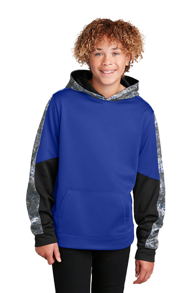 Sport-Tek YST231 Youth Sport-Wick Mineral Freeze Moisture Wicking Fleece Hooded Sweatshirt Hoodie True Royal Blue Model Front