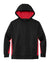 Sport-Tek YST235 Youth Sport-Wick Moisture Wicking Fleece Hooded Sweatshirt Hoodie Black/Deep Red Flat Front