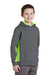 Sport-Tek YST235 Youth Sport-Wick Moisture Wicking Fleece Hooded Sweatshirt Hoodie Dark Smoke Grey/Lime Shock Green Model 3q