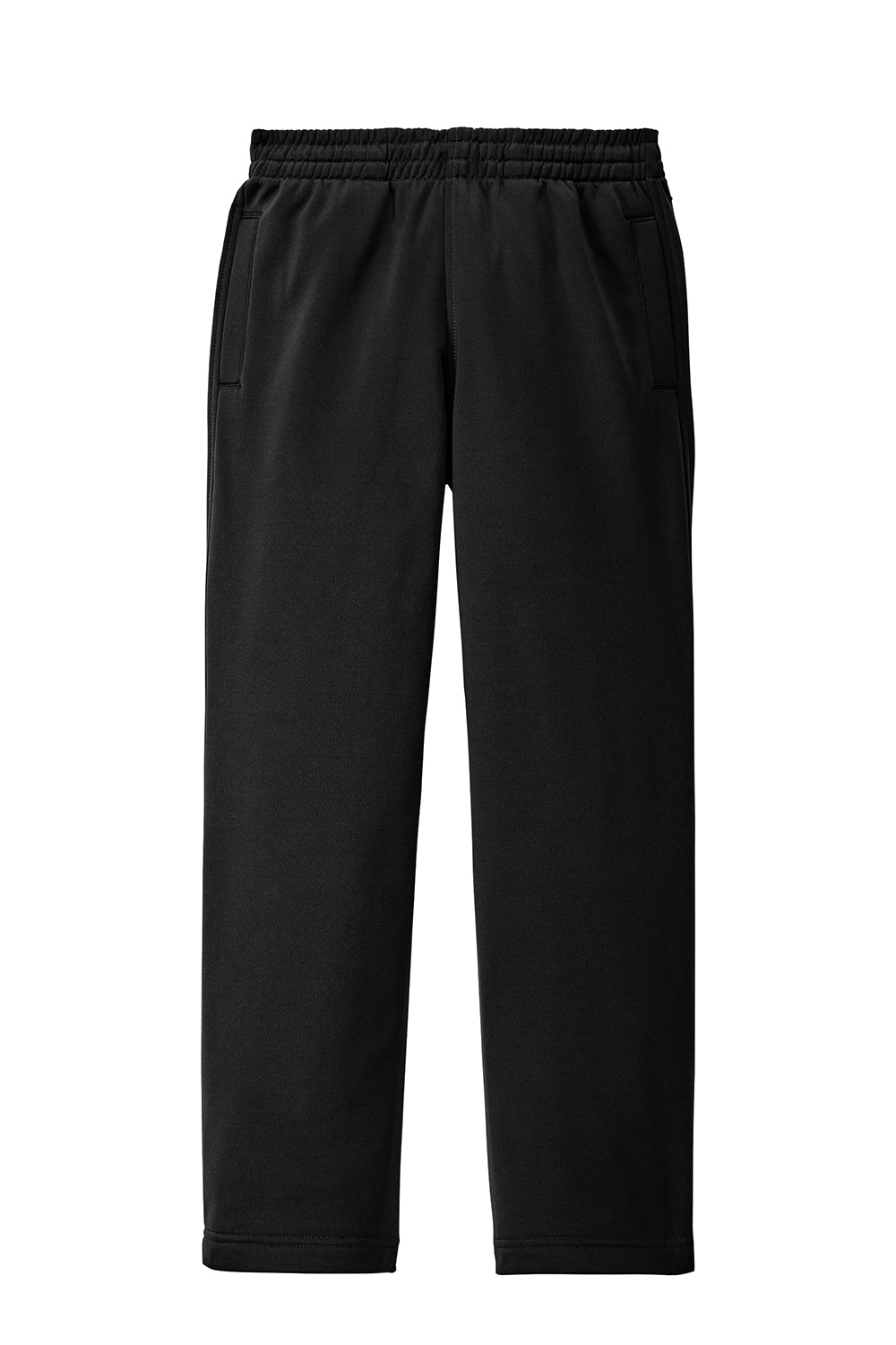 Sport-Tek YST237 Youth Sport Wick Moisture Wicking Fleece Sweatpants w/ Pockets Black Flat Front