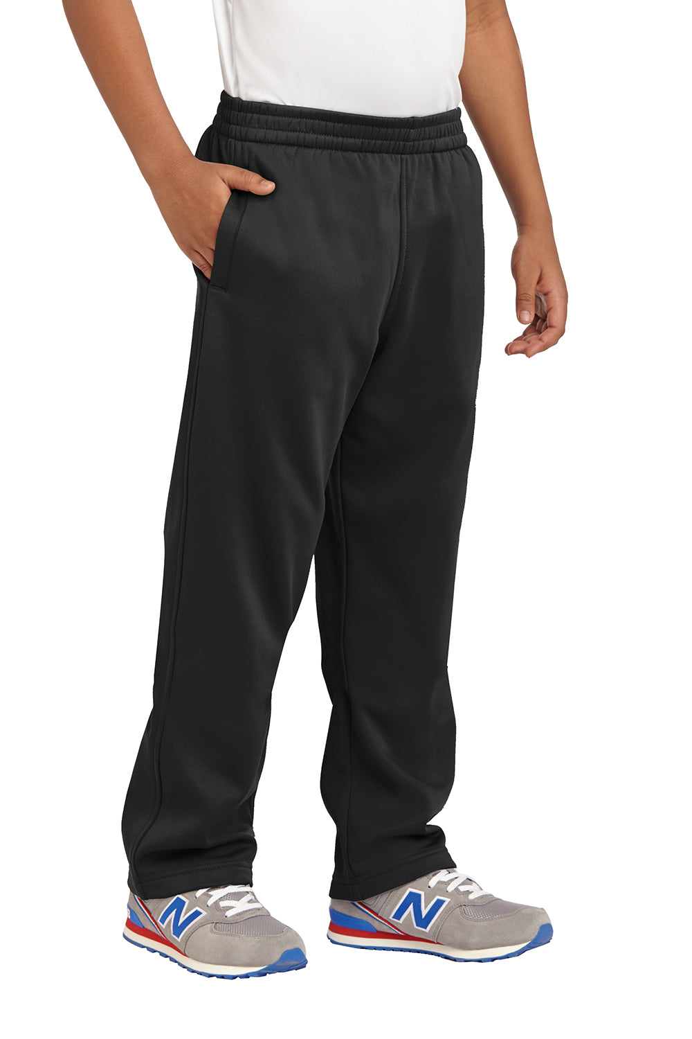 Sport-Tek YST237 Youth Sport Wick Moisture Wicking Fleece Sweatpants w/ Pockets Black Model 3q