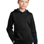 Sport-Tek Youth Sport-Wick CamoHex Moisture Wicking Fleece Hooded Sweatshirt Hoodie - Black/True Royal Blue