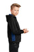 Sport-Tek YST239 Youth Sport-Wick CamoHex Moisture Wicking Fleece Hooded Sweatshirt Hoodie Black/True Royal Blue Model Side