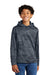 Sport-Tek YST240 Youth Sport-Wick CamoHex Moisture Wicking Fleece Hooded Sweatshirt Hoodie Dark Smoke Grey Model Front