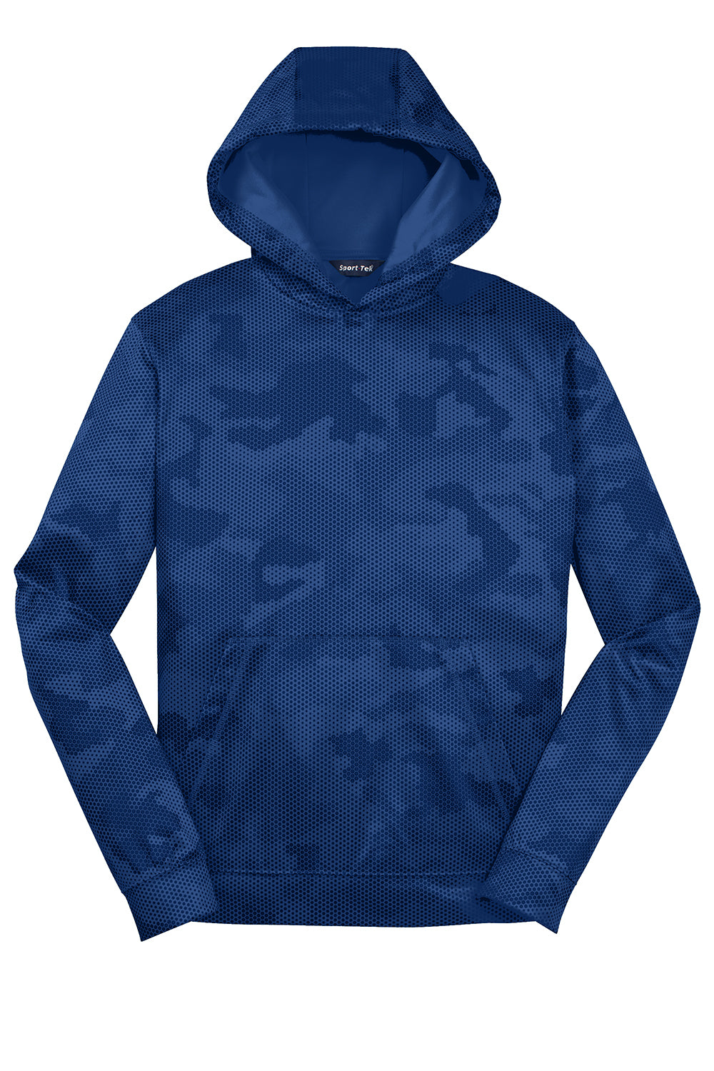 Sport-Tek YST240 Youth Sport-Wick CamoHex Moisture Wicking Fleece Hooded Sweatshirt Hoodie True Royal Blue Flat Front