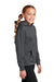 Sport-Tek YST244 Youth Sport-Wick Moisture Wicking Fleece Hooded Sweatshirt Hoodie Dark Smoke Grey Model Side