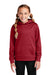 Sport-Tek YST244 Youth Sport-Wick Moisture Wicking Fleece Hooded Sweatshirt Hoodie Deep Red Model Front