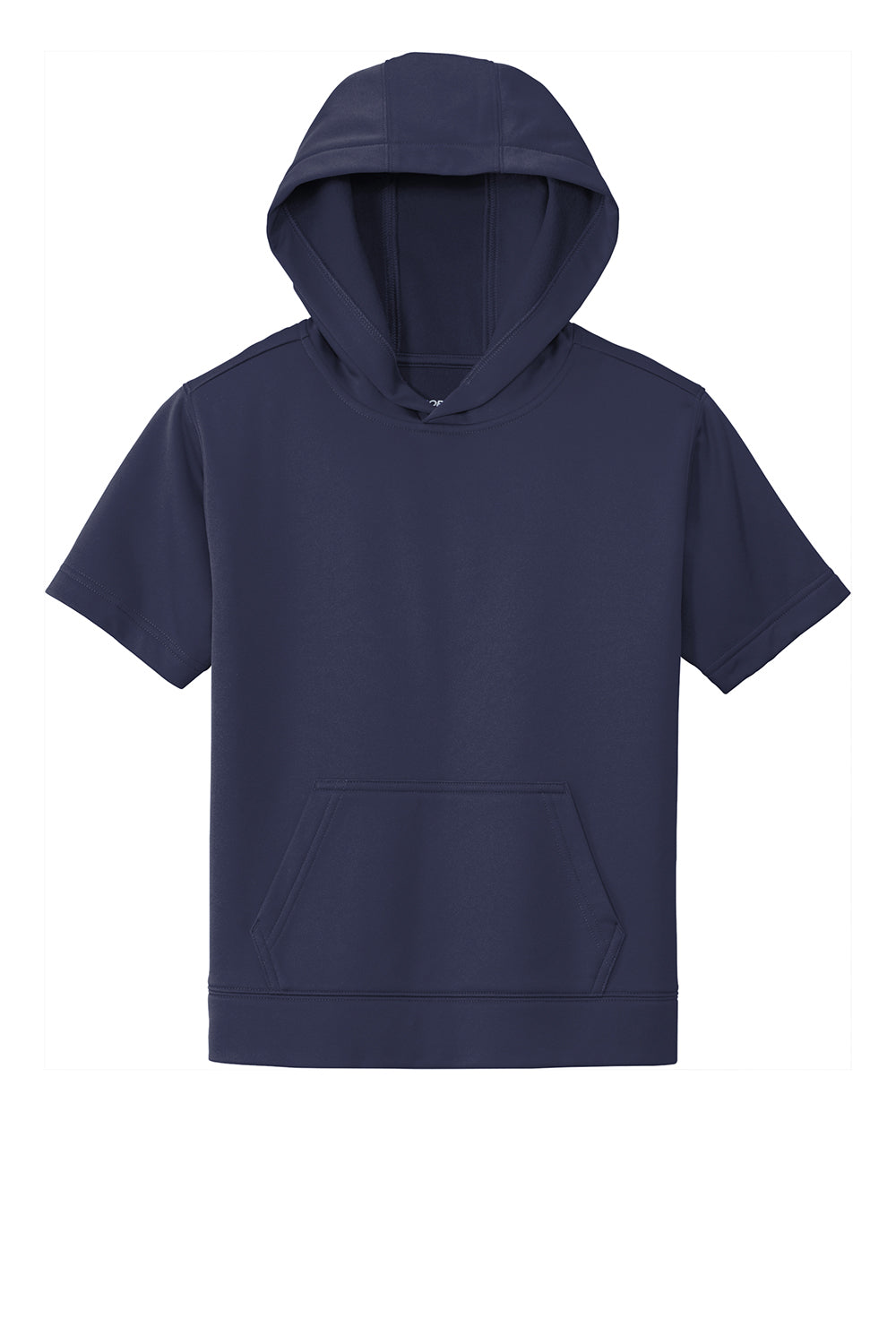 Sport-Tek YST251 Youth Fleece Moisture Wicking Short Sleeve Hooded Sweatshirt Hoodie Navy Blue Flat Front