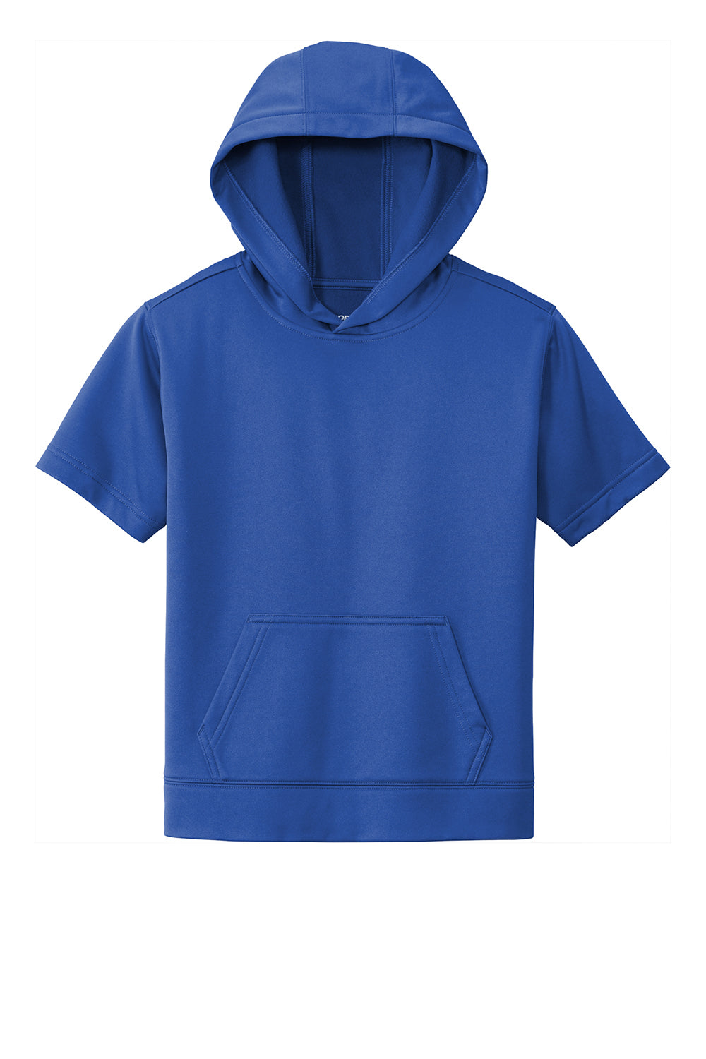 Sport-Tek YST251 Youth Fleece Moisture Wicking Short Sleeve Hooded Sweatshirt Hoodie True Royal Blue Flat Front