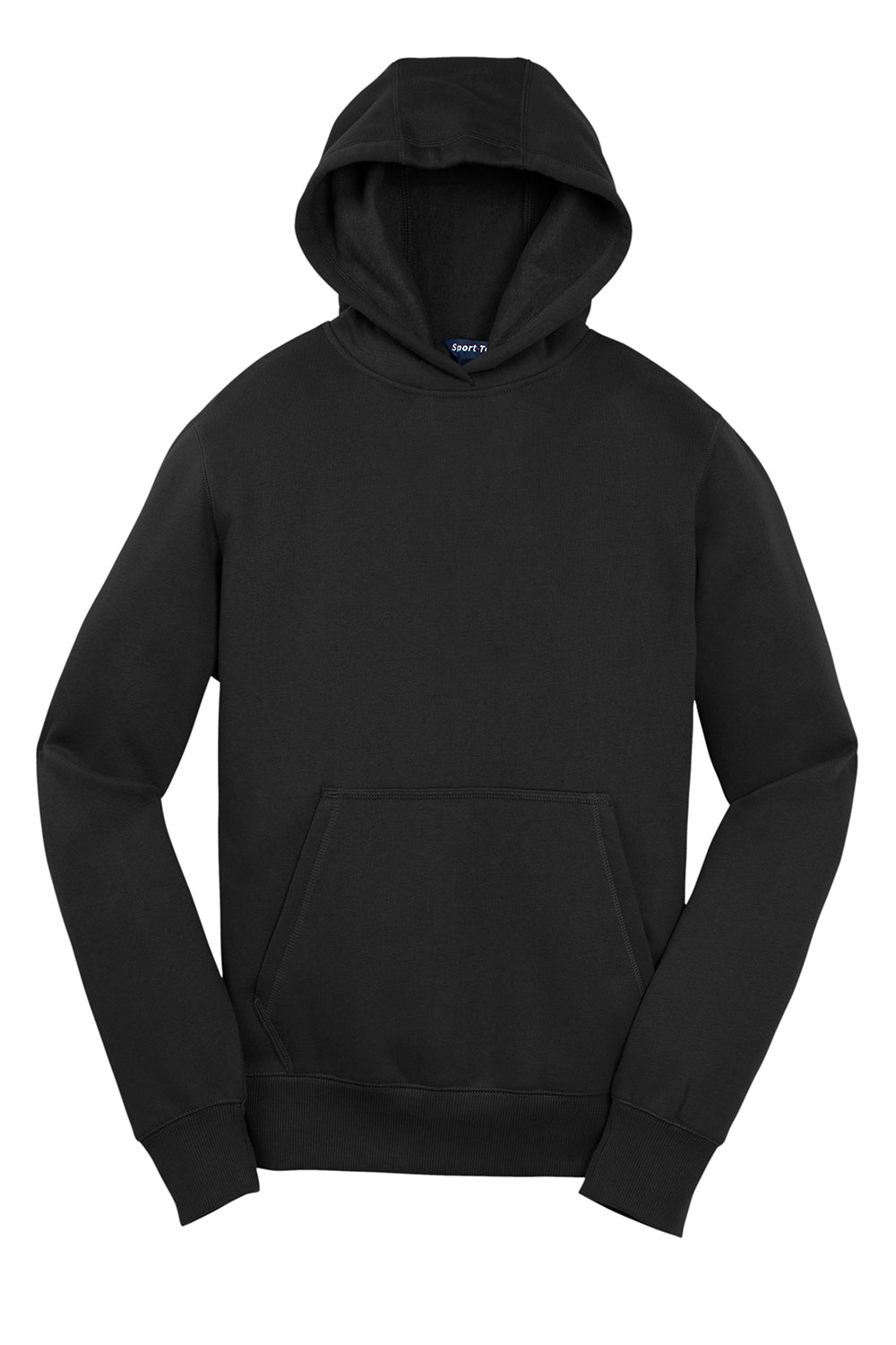 Sport-Tek YST254 Youth Shrink Resistant Fleece Hooded Sweatshirt Hoodie Black Flat Front