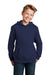 Sport-Tek YST254 Youth Shrink Resistant Fleece Hooded Sweatshirt Hoodie True Navy Blue Model Front