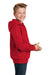 Sport-Tek YST254 Youth Shrink Resistant Fleece Hooded Sweatshirt Hoodie True Red Model Side