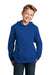 Sport-Tek YST254 Youth Shrink Resistant Fleece Hooded Sweatshirt Hoodie True Royal Blue Model Front