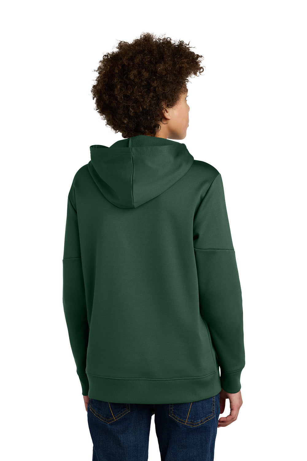 Sport-Tek YST255 Youth Sport-Wick United Fleece Hooded Sweatshirt Hoodie Forest Green/White Model Back