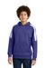 Sport-Tek YST255 Youth Sport-Wick United Fleece Hooded Sweatshirt Hoodie Purple/White Model Front