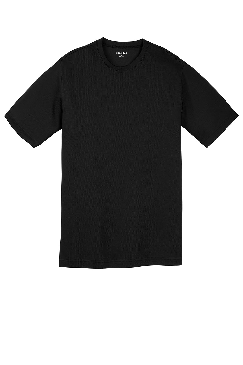 Sport-Tek YST340 Youth RacerMesh Moisture Wicking Short Sleeve Crewneck T-Shirt Black Flat Front