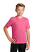 Sport-Tek YST340 Youth RacerMesh Moisture Wicking Short Sleeve Crewneck T-Shirt Bright Pink Model Front