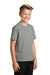 Sport-Tek YST340 Youth RacerMesh Moisture Wicking Short Sleeve Crewneck T-Shirt Heather Grey Model 3q