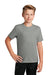 Sport-Tek YST340 Youth RacerMesh Moisture Wicking Short Sleeve Crewneck T-Shirt Heather Grey Model Front