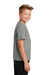 Sport-Tek YST340 Youth RacerMesh Moisture Wicking Short Sleeve Crewneck T-Shirt Heather Grey Model Side