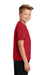 Sport-Tek YST340 Youth RacerMesh Moisture Wicking Short Sleeve Crewneck T-Shirt True Red Model Side