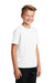 Sport-Tek YST340 Youth RacerMesh Moisture Wicking Short Sleeve Crewneck T-Shirt White Model 3q