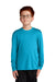 Sport-Tek YST350LS Youth Competitor Moisture Wicking Long Sleeve Crewneck T-Shirt Atomic Blue Model Front