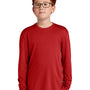 Sport-Tek Youth Competitor Moisture Wicking Long Sleeve Crewneck T-Shirt - Deep Red - NEW