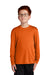 Sport-Tek YST350LS Youth Competitor Moisture Wicking Long Sleeve Crewneck T-Shirt Deep Orange Model Front