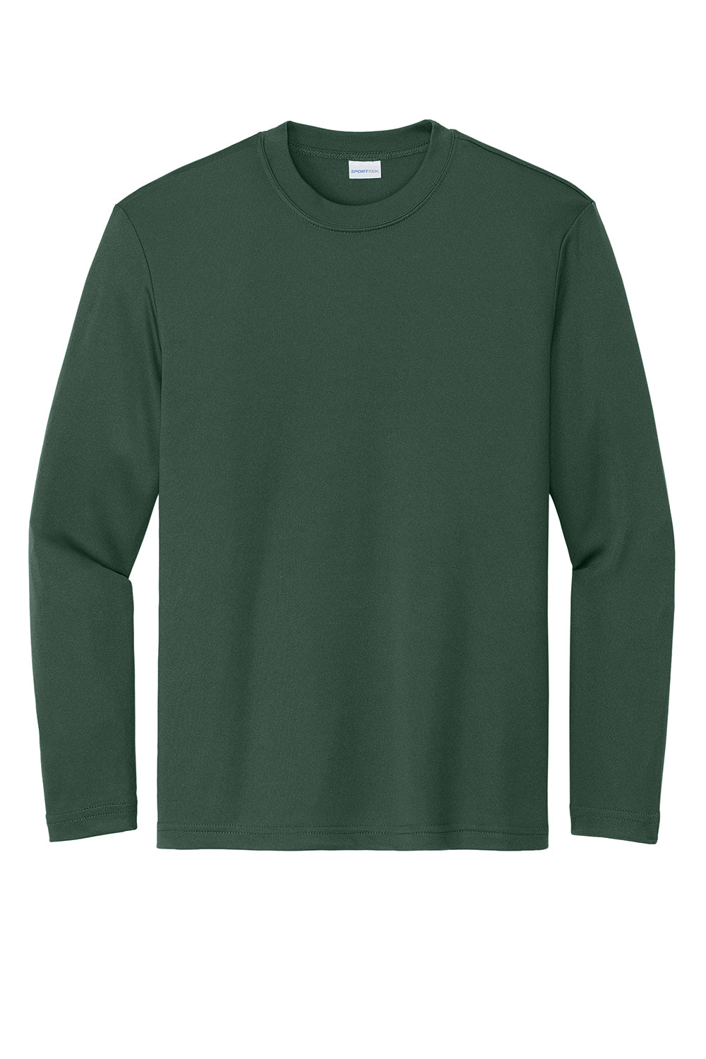 Sport-Tek YST350LS Youth Competitor Moisture Wicking Long Sleeve Crewneck T-Shirt Forest Green Flat Front